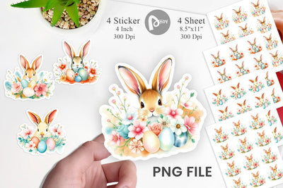 Rabbit Peeking Sticker Sublimation artnoy 