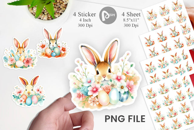 Rabbit Peeking Sticker Sublimation artnoy 