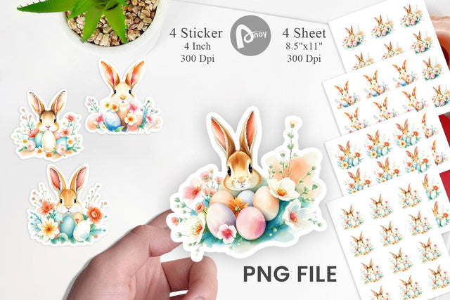Rabbit Peeking Sticker Sublimation artnoy 