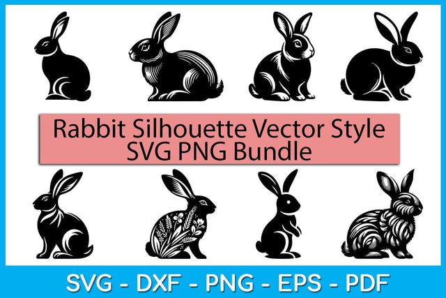 Rabbit Silhouette Vector Style SVG PNG Bundle SVG Creativedesigntee 