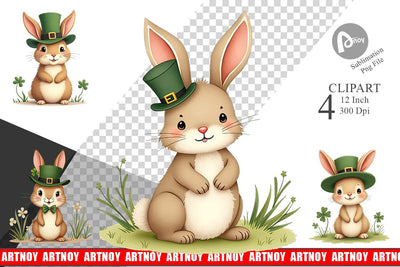 Rabbit St. Patrick Clipart Sublimation artnoy 