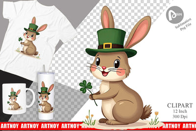 Rabbit St. Patrick Clipart Sublimation artnoy 