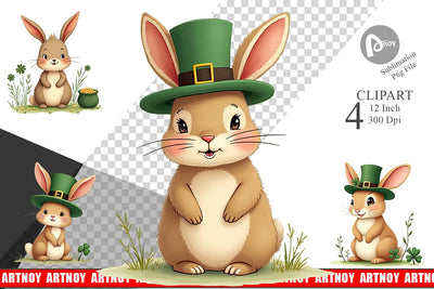 Rabbit St. Patrick Clipart Sublimation artnoy 