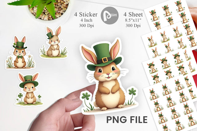 Rabbit St. Patrick Sticker Sublimation artnoy 