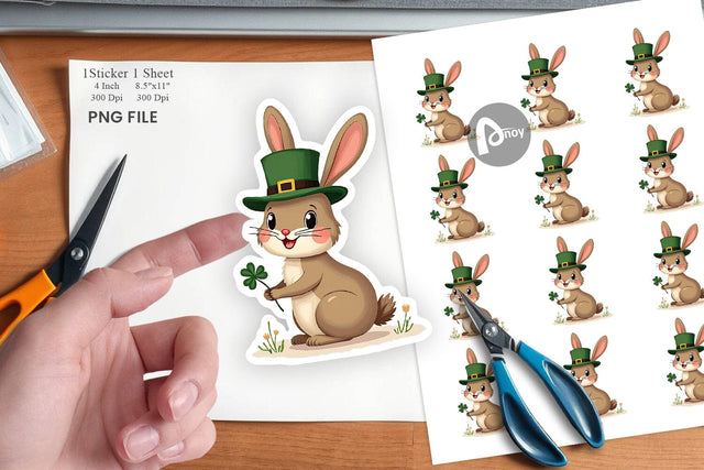 Rabbit St. Patrick Sticker Sublimation artnoy 