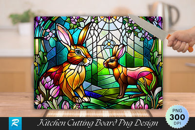 Rabbit Stained Glass Cutting Board Sublimation Regulrcrative 