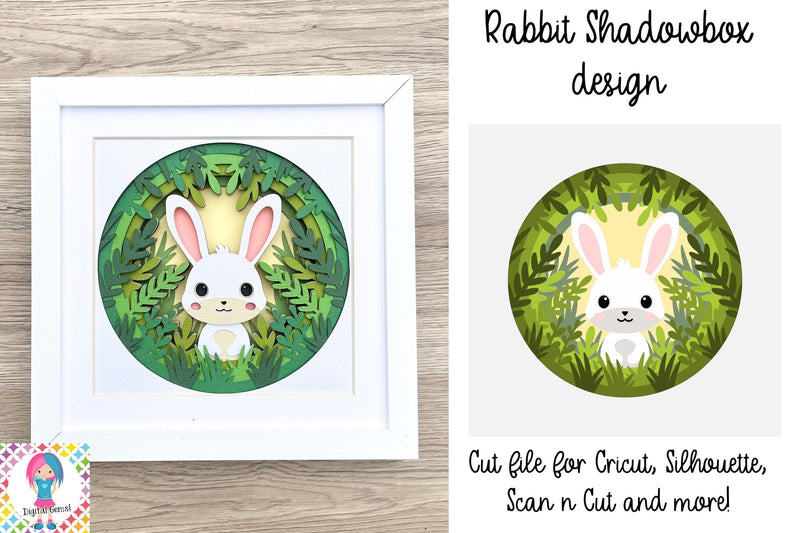 Rabbit SVG | 3D Shadowbox design. SVG Digital Gems 