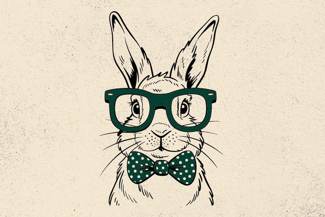 Rabbit SVG, Bunny glasses bandana, svg files for cricut, Easter clipart, Realistic face Vector SVG DesignDestine 