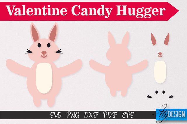 Rabbit Valentine Candy Hugger SVG | Candy Hugger SVG | Animals SVG SVG Fly Design 