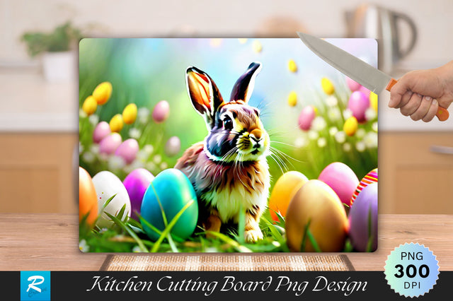 Rabbit With colorful Eggs Cutting Board Sublimation Regulrcrative 