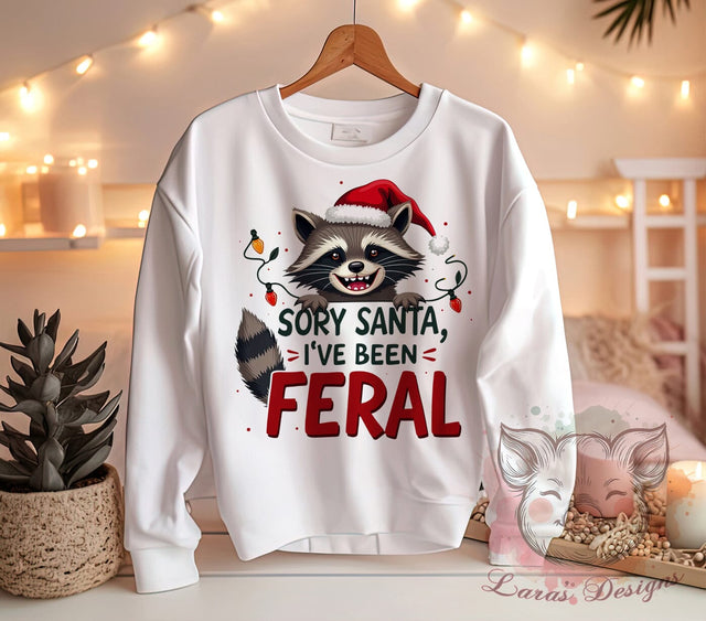 Raccoon Art, Funny Christmas, Feral Raccoon, Sarcastic Holiday, Christmas PNG, Santa Humor, Holiday Sublimation, Digital Download Sublimation Lara' s Designs 