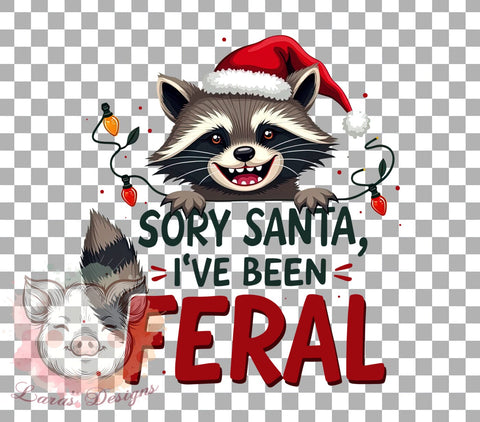 Raccoon Art, Funny Christmas, Feral Raccoon, Sarcastic Holiday, Christmas PNG, Santa Humor, Holiday Sublimation, Digital Download Sublimation Lara' s Designs 