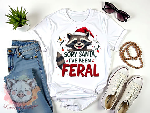 Raccoon Art, Funny Christmas, Feral Raccoon, Sarcastic Holiday, Christmas PNG, Santa Humor, Holiday Sublimation, Digital Download Sublimation Lara' s Designs 
