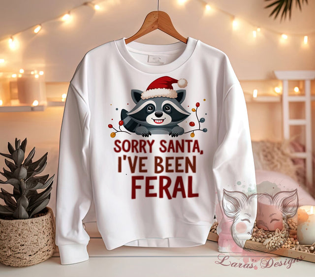 Raccoon Art, Funny Christmas, Feral Raccoon, Sarcastic Holiday, Christmas PNG, Santa Humor, Holiday Sublimation, Digital Download Sublimation Lara' s Designs 