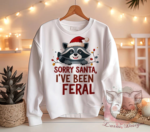 Raccoon Art, Funny Christmas, Feral Raccoon, Sarcastic Holiday, Christmas PNG, Santa Humor, Holiday Sublimation, Digital Download Sublimation Lara' s Designs 