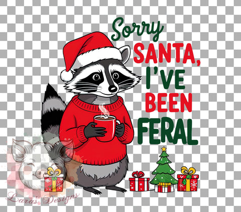 Raccoon Art, Funny Christmas, Sarcastic Holiday, Feral Raccoon, Christmas PNG, Santa Humor, Holiday Sublimation, Digital Download Sublimation Lara' s Designs 