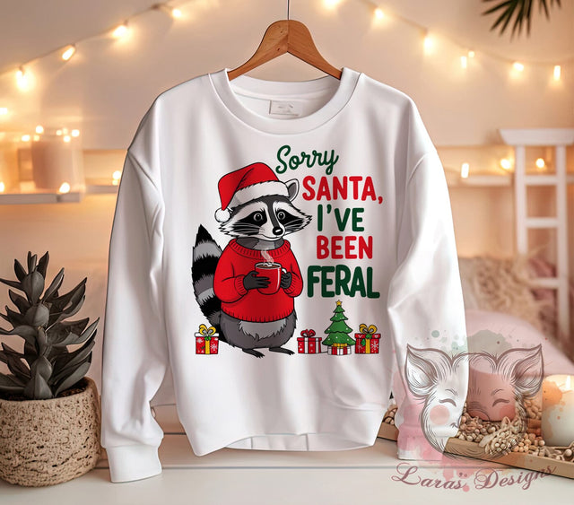 Raccoon Art, Funny Christmas, Sarcastic Holiday, Feral Raccoon, Christmas PNG, Santa Humor, Holiday Sublimation, Digital Download Sublimation Lara' s Designs 