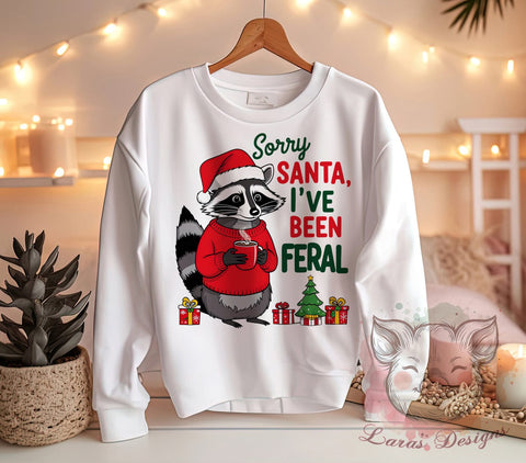Raccoon Art, Funny Christmas, Sarcastic Holiday, Feral Raccoon, Christmas PNG, Santa Humor, Holiday Sublimation, Digital Download Sublimation Lara' s Designs 