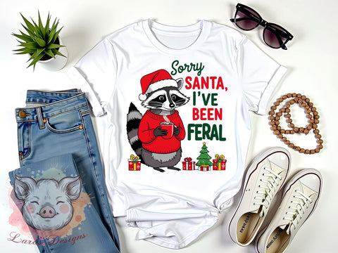 Raccoon Art, Funny Christmas, Sarcastic Holiday, Feral Raccoon, Christmas PNG, Santa Humor, Holiday Sublimation, Digital Download Sublimation Lara' s Designs 