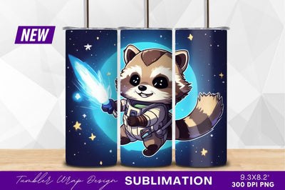 Raccoon astronaut holding energy sword in space Sublimation Regulrcrative 
