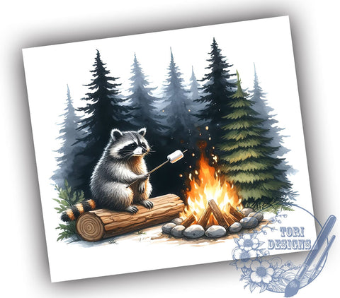 Raccoon Camping 20oz Skinny Tumbler, Raccoon Tumbler Png, Straight & Tapered Tumbler Wrap, Instant Digital Download Sublimation ToriDesigns 