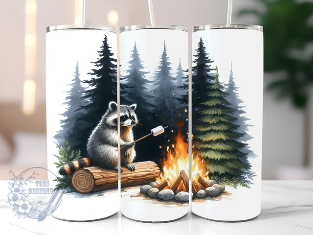 Raccoon Camping 20oz Skinny Tumbler, Raccoon Tumbler Png, Straight & Tapered Tumbler Wrap, Instant Digital Download Sublimation ToriDesigns 