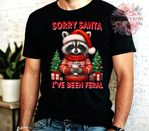 Raccoon Christmas, Sorry Santa, Feral Animal, Funny Holiday, Digital Download, Sublimation Design, Christmas Humor, Quirky Christmas Sublimation Li Zamperini 