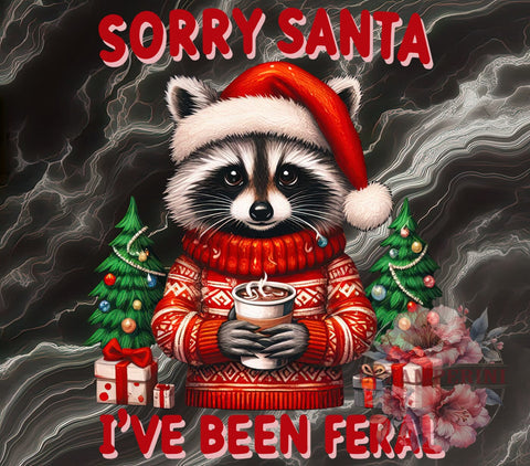 Raccoon Christmas, Sorry Santa, Feral Animal, Funny Holiday, Digital Download, Sublimation Design, Christmas Humor, Quirky Christmas Sublimation Li Zamperini 