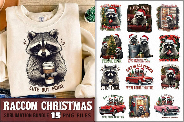 Raccoon Christmas Sublimation Bundle Sublimation Shetara Begum 