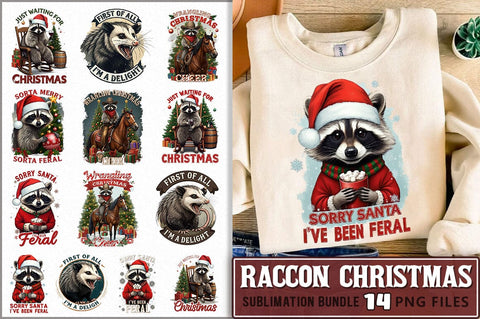 Raccoon Christmas Sublimation Bundle Sublimation Shetara Begum 