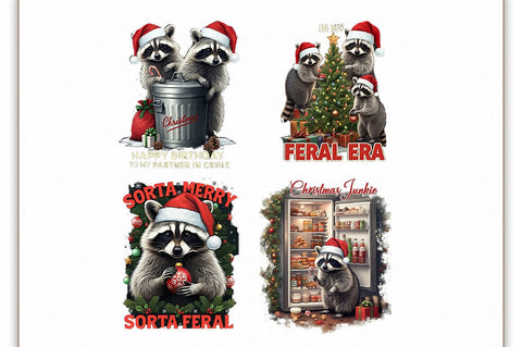 Raccoon Christmas Sublimation Bundle Sublimation Shetara Begum 