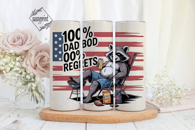 Raccoon Dad Bod 20oz Tumbler Wrap Sublimation sassyprint 