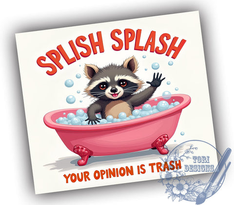 Raccoon Design, Funny Tumbler, Retro Style, PNG File, Sublimation Art, Animal Lover Gift, Quirky Decor, Digital Download Sublimation ToriDesigns 