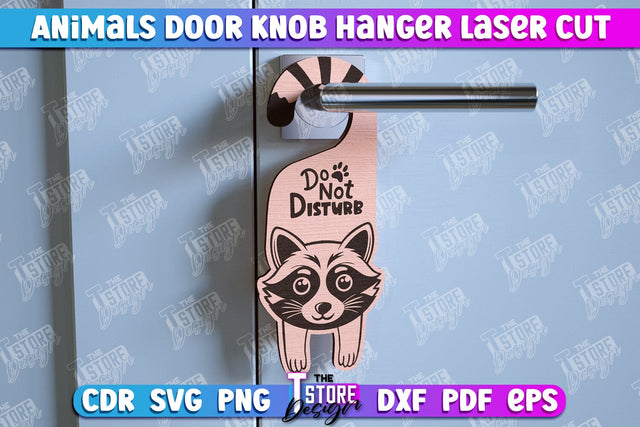 Raccoon Door Knob Hanger | Children's Room | Door Sign | Baby Animals | CNC File SVG The T Store Design 