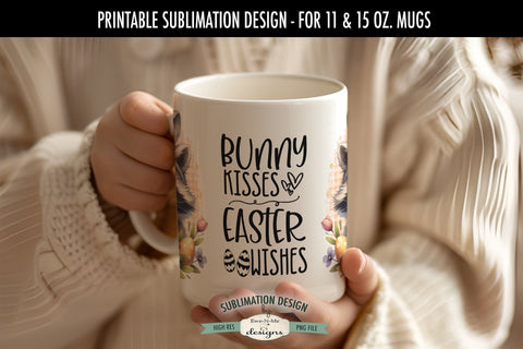Raccoon Easter Bunny Kisses Easter Wishes Sublimation Mug Design Sublimation Ewe-N-Me Designs 