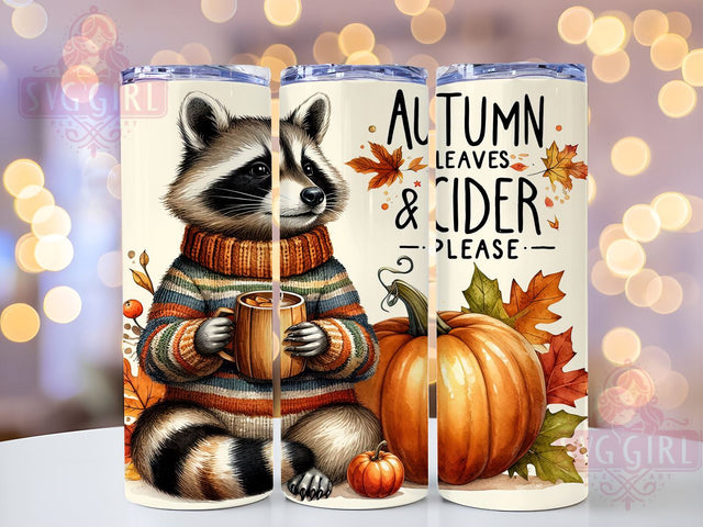 Raccoon Fall 20oz Tumbler Wrap Sublimation Design, Straight Tapered Tumbler Wrap, Fall Vibes Tumbler Png, Instant Digital Download Sublimation SvggirlplusArt 