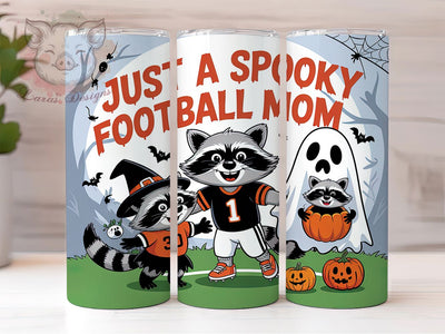 Raccoon Football Mom Halloween Tumbler Wrap, Raccoon Halloween Tumbler, 20oz Sublimation, Halloween Mom Cup, Football Season Mug, Cute Raccoon Wrap, Fall Sports Tumbler Sublimation Lara' s Designs 