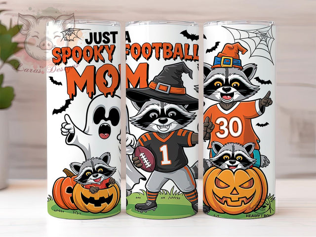 Raccoon Football Mom Halloween Tumbler Wrap, Raccoon Halloween Tumbler, 20oz Sublimation, Halloween Mom Cup, Football Season Mug, Cute Raccoon Wrap, Fall Sports Tumbler Sublimation Lara' s Designs 