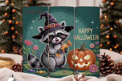 Raccoon Halloween 20oz Tumbler Wrap Sublimation DesignSVG 