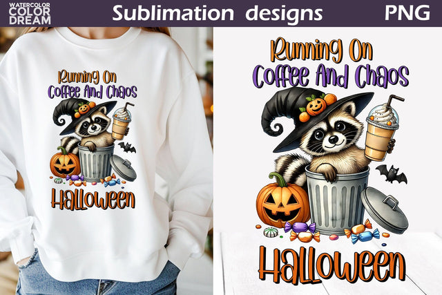 Raccoon Halloween Hat Sublimation | Halloween Tote Bag Sublimation WatercolorColorDream 