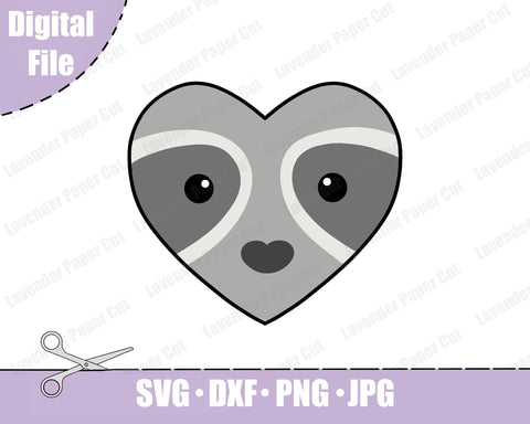 Raccoon Heart Face Sublimation PNG and SVG, Valentine's Day Animal with Hearts JPG, Raccoon Love Clipart, Raccoon Lover Sweatshirt SVG Lavender Paper Cut 
