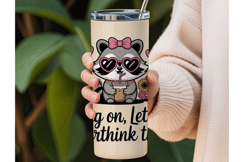 Raccoon Iced Coffee 20oz Tumbler Wrap Sublimation DesignSVG 