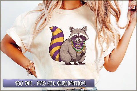 Raccoon Mardi Gras Funny PNG Sublimation Shetara Begum 