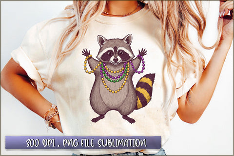 Raccoon Mardi Gras Funny PNG Sublimation Shetara Begum 