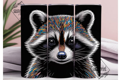 Raccoon Mosaic 20oz Tumbler Wrap Sublimation sassyprint 