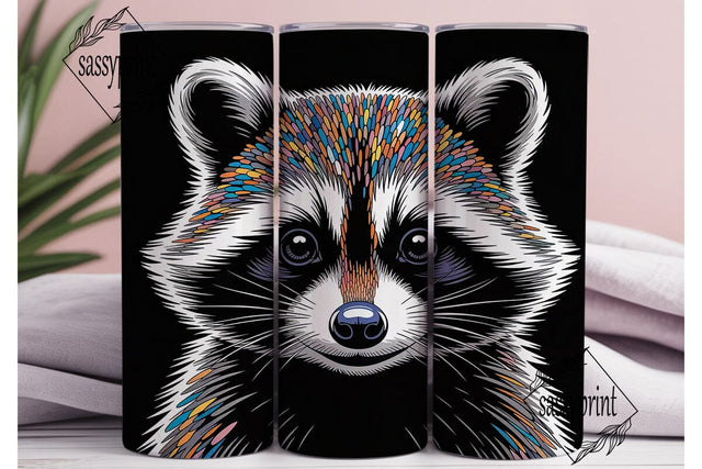 Raccoon Mosaic 20oz Tumbler Wrap Sublimation sassyprint 