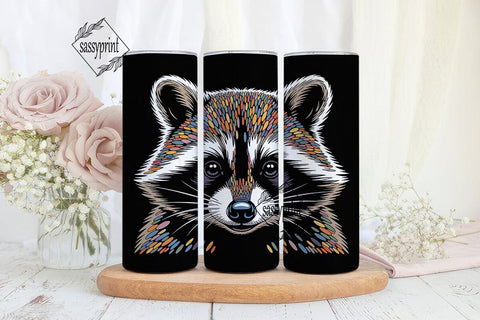 Raccoon Mosaic 20oz Tumbler Wrap Sublimation sassyprint 