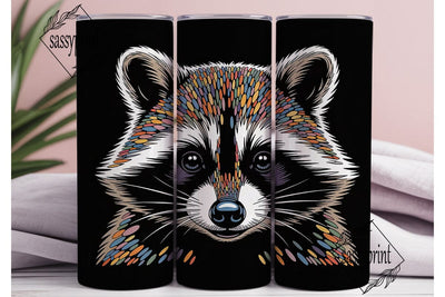 Raccoon Mosaic 20oz Tumbler Wrap Sublimation sassyprint 