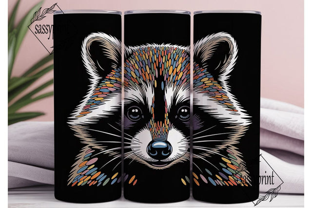 Raccoon Mosaic 20oz Tumbler Wrap Sublimation sassyprint 