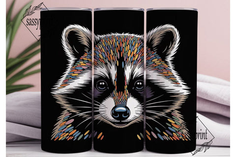 Raccoon Mosaic 20oz Tumbler Wrap Sublimation sassyprint 